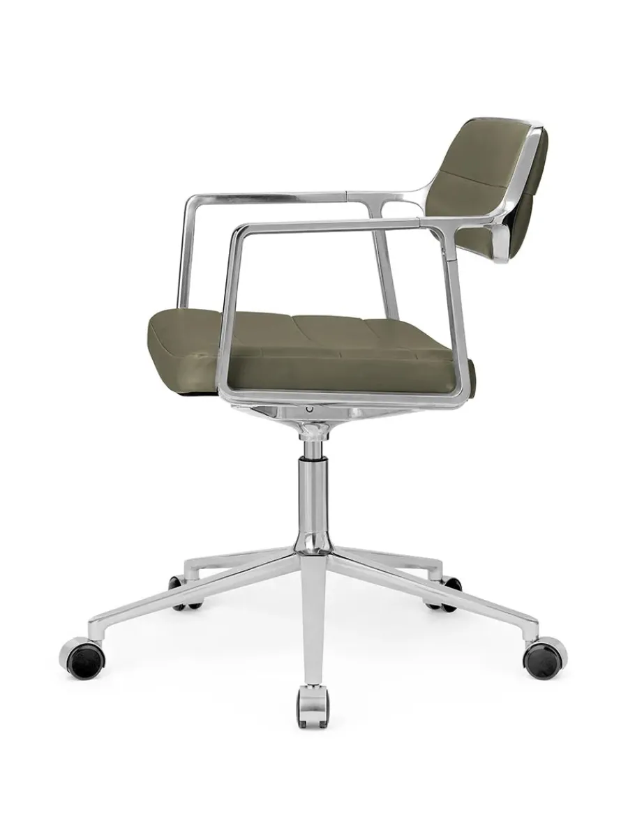 453 Swivel+ Chair m/sort stel & hjul, sort læder fra<Vipp New