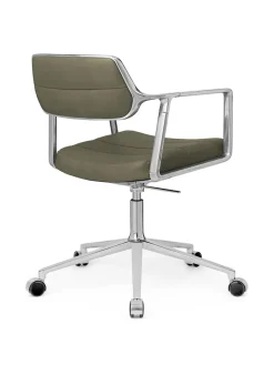 453 Swivel+ Chair m/sort stel & hjul, sort læder fra<Vipp New