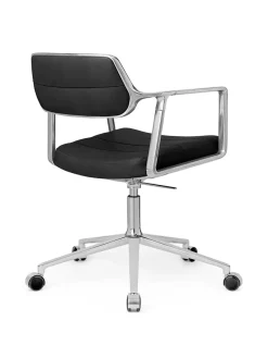 453 Swivel+ Chair m/sort stel & hjul, sort læder fra<Vipp New