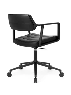453 Swivel+ Chair m/sort stel & hjul, sort læder fra<Vipp New