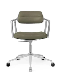 453 Swivel+ Chair m/sort stel & hjul, sort læder fra<Vipp New