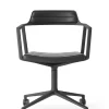452 Swivel Chair m/sort stel & hjul, sort læder fra<Vipp