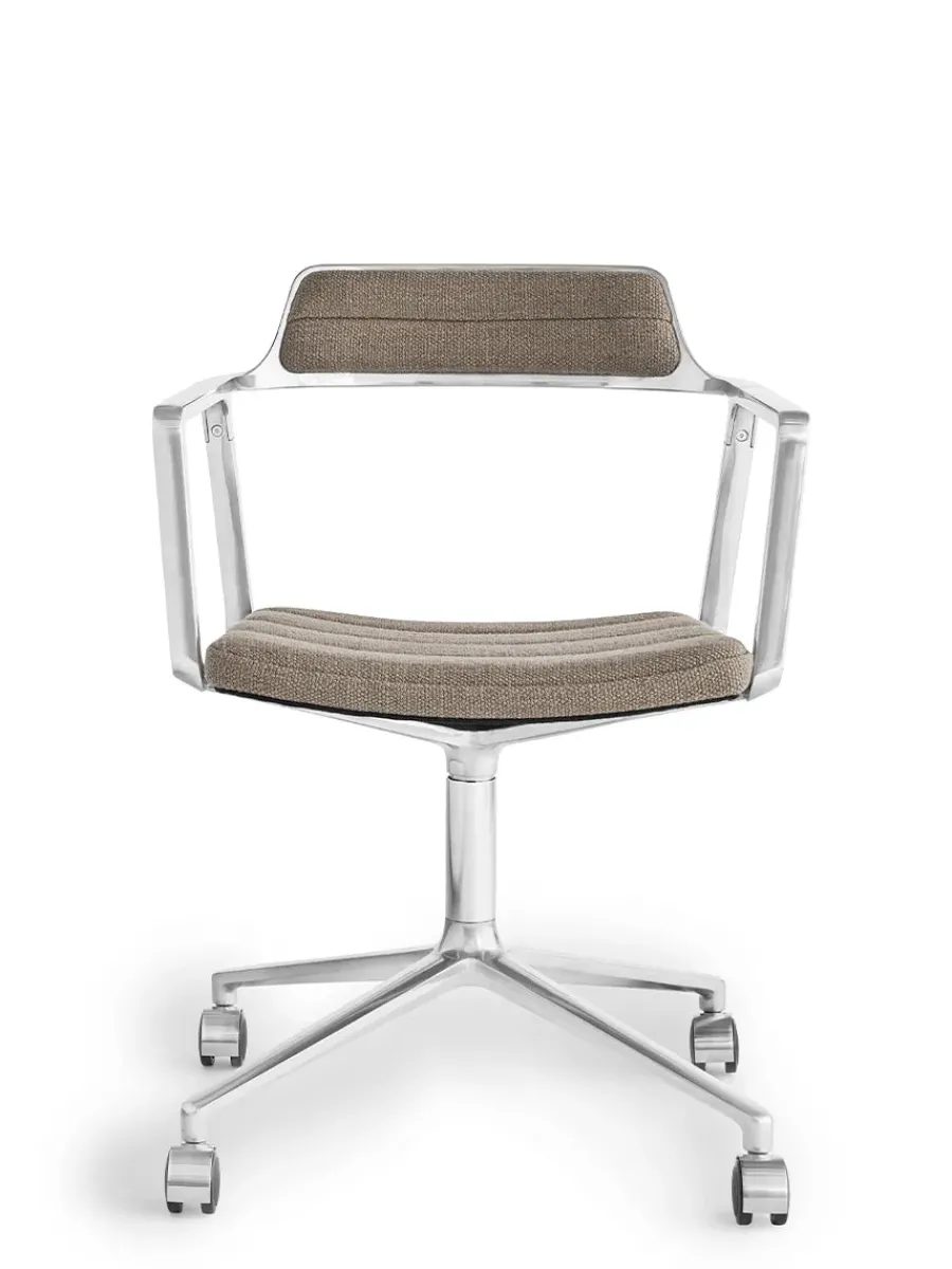 452 Swivel Chair m/sort stel & hjul, sort læder fra<Vipp