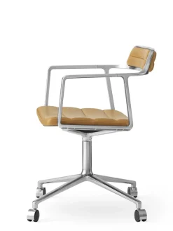 452 Swivel Chair m/sort stel & hjul, sort læder fra<Vipp