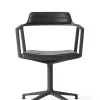 452 Swivel Chair m/sort stel, sort læder fra<Vipp New