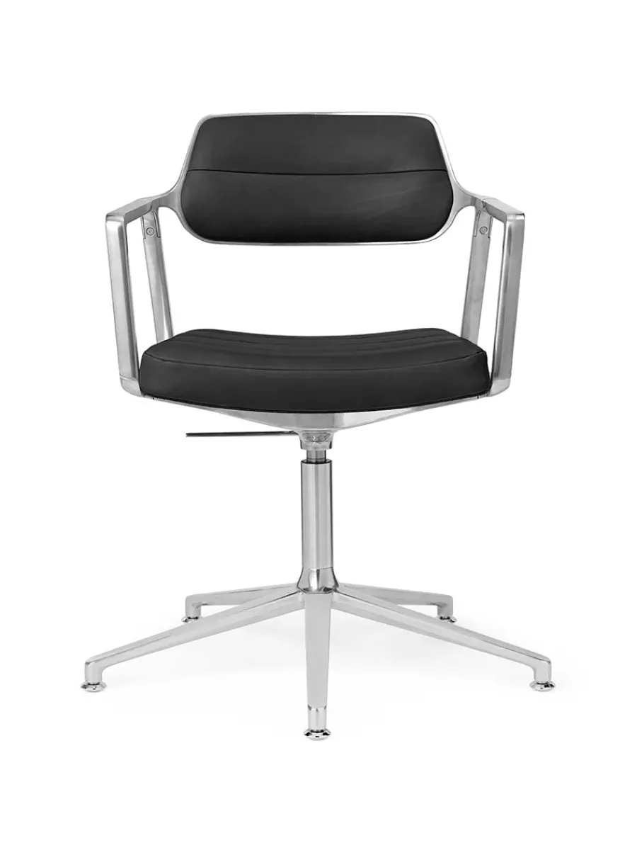 453 Swivel+ Chair, sort læder fra<Vipp Discount