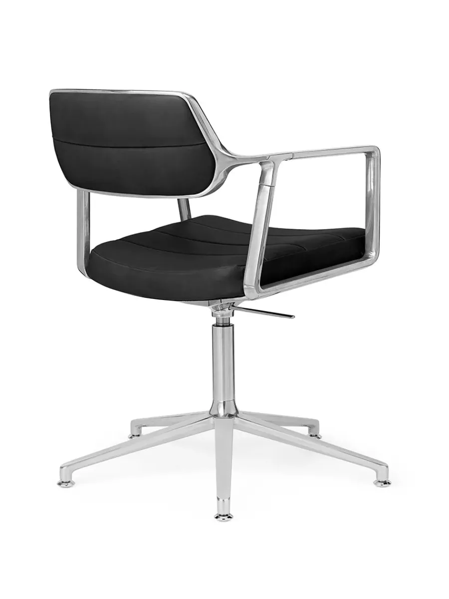 453 Swivel+ Chair, sort læder fra<Vipp Discount