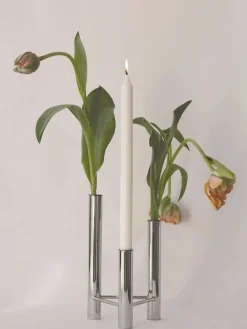 VISTA vase og lysestage, poleret stål fra Kay Bojesen<Kay Bojesen Denmark Best