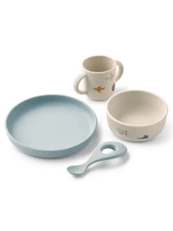 Vivi Printed Tableware Set, aviator/ecru fra<Liewood Best