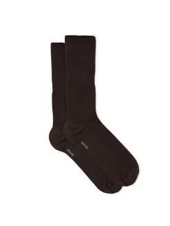 Wool Rib Socks, brown fra<Aiayu Outlet